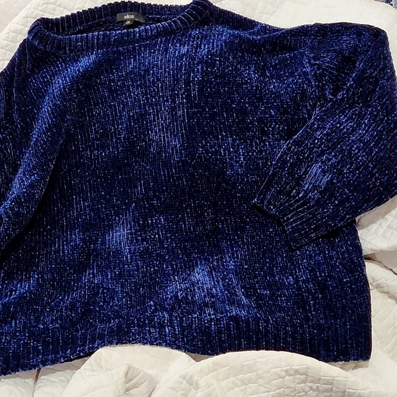 Ellos Chenille navy Blue Sweater thick soft - Picture 2 of 9